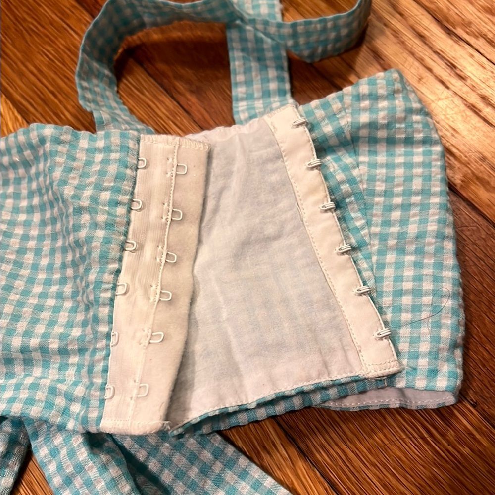 Lovers + Friends Jordan Cotton Crop Top Teal Gingham Tie-Back, Size S — image 8 of 8